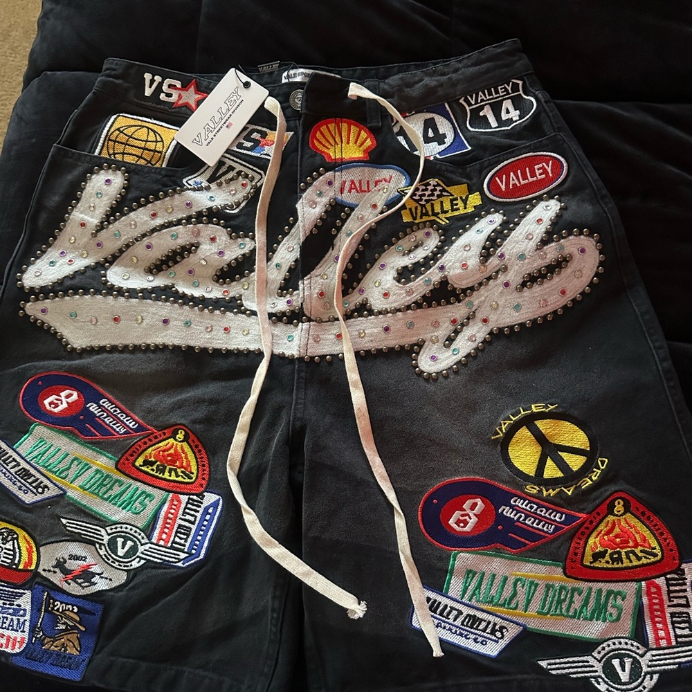 Valley Black Patchwork Shorts